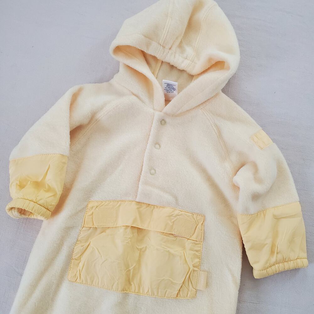 Vintage Yellow Fleece Hooded Bodysuit 9-12 months - Picture 2 of 8